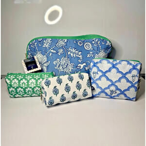 Roller Rabbit x Target Floral Vines 4pc Large Travel Pouch Set Blue Limited 2026